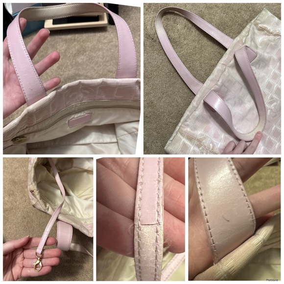 AUTHENTIC CHANEL Light Pink Logo Travel Line Tote Bag - Picture 9 of 16